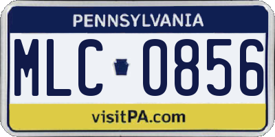 PA license plate MLC0856