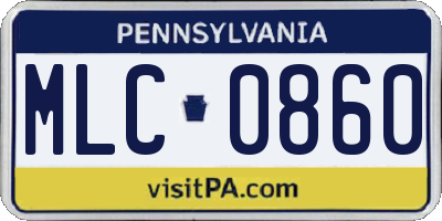 PA license plate MLC0860