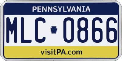 PA license plate MLC0866