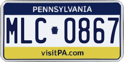 PA license plate MLC0867
