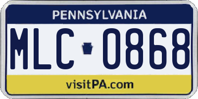 PA license plate MLC0868