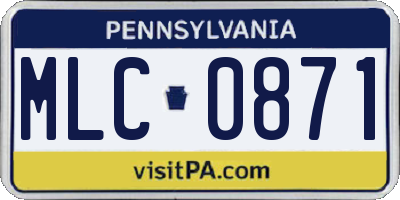PA license plate MLC0871