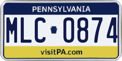 PA license plate MLC0874