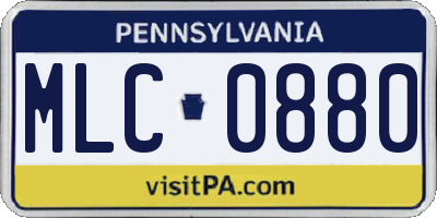 PA license plate MLC0880