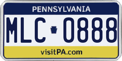 PA license plate MLC0888