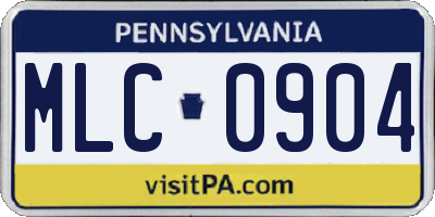 PA license plate MLC0904