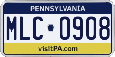 PA license plate MLC0908