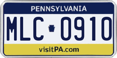 PA license plate MLC0910