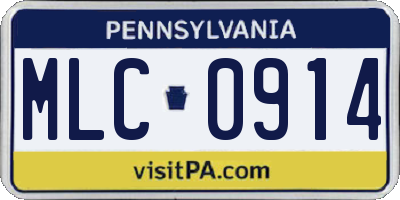 PA license plate MLC0914