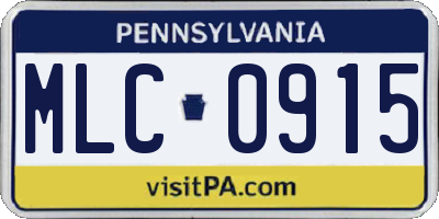 PA license plate MLC0915