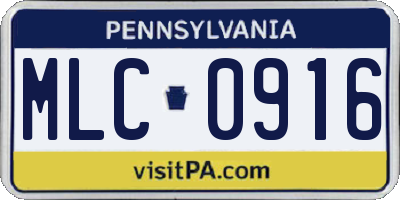 PA license plate MLC0916