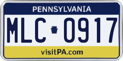 PA license plate MLC0917