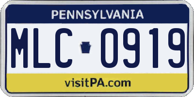 PA license plate MLC0919