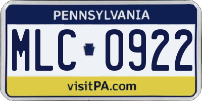 PA license plate MLC0922