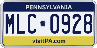 PA license plate MLC0928