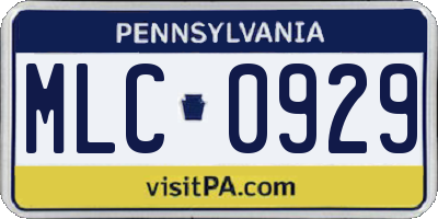 PA license plate MLC0929