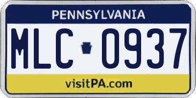 PA license plate MLC0937