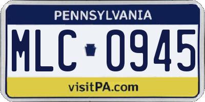 PA license plate MLC0945