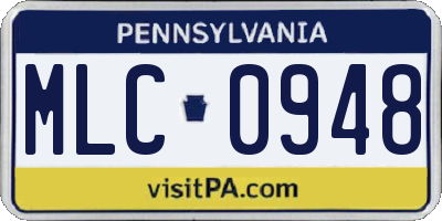 PA license plate MLC0948
