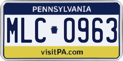 PA license plate MLC0963