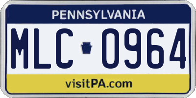 PA license plate MLC0964