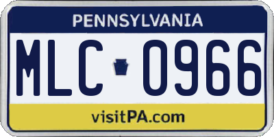 PA license plate MLC0966