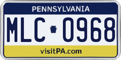 PA license plate MLC0968