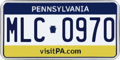 PA license plate MLC0970