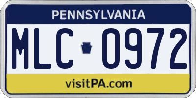 PA license plate MLC0972