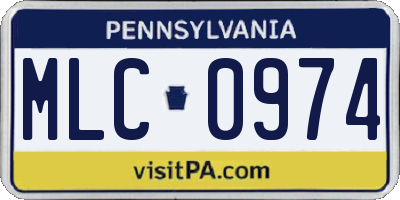 PA license plate MLC0974