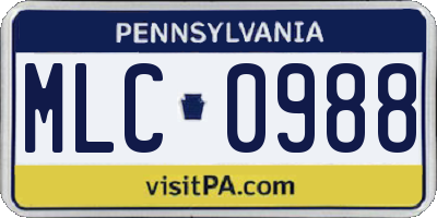 PA license plate MLC0988