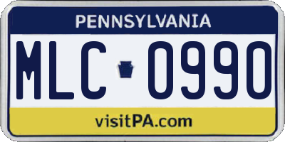PA license plate MLC0990