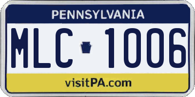 PA license plate MLC1006