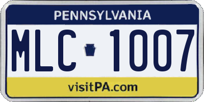 PA license plate MLC1007