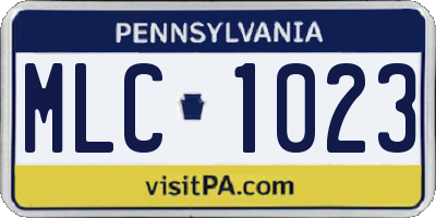 PA license plate MLC1023