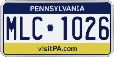 PA license plate MLC1026