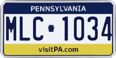 PA license plate MLC1034