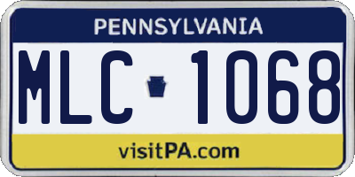 PA license plate MLC1068