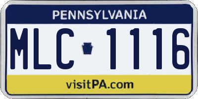 PA license plate MLC1116