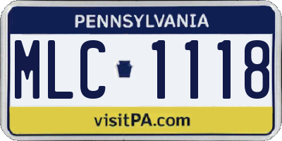 PA license plate MLC1118