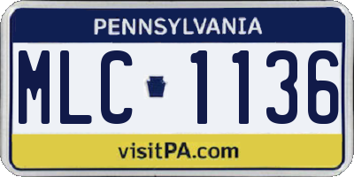 PA license plate MLC1136