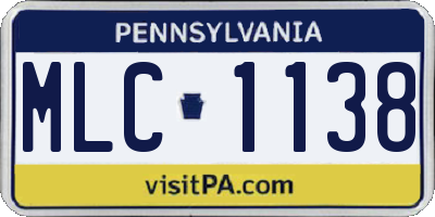 PA license plate MLC1138