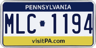 PA license plate MLC1194