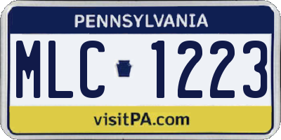 PA license plate MLC1223