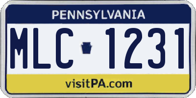 PA license plate MLC1231