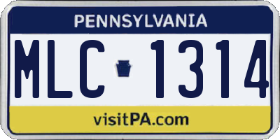 PA license plate MLC1314