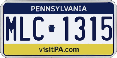 PA license plate MLC1315