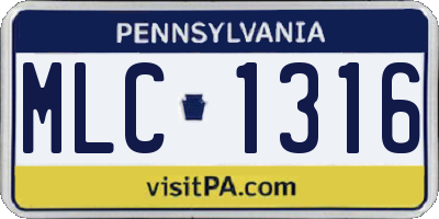 PA license plate MLC1316