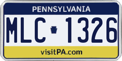 PA license plate MLC1326
