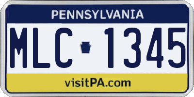 PA license plate MLC1345